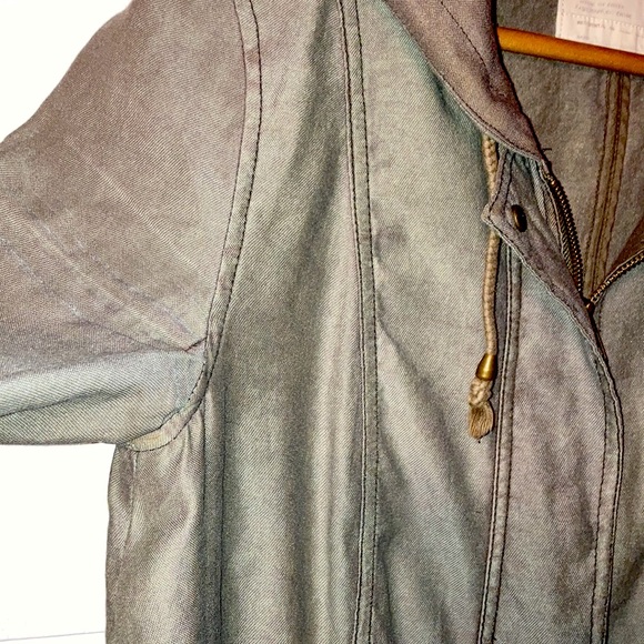 Free People Distressed Military Parka Zipper Jacket Fit Casual Army Green - Picture 5 of 9